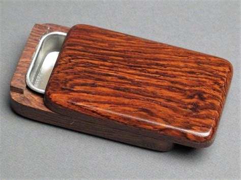 wood and steel pill box|wooden pill box sliding lid.